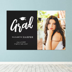Moderne Graduierten Pinsel Schrift Foto Abschlussf Leinwanddruck