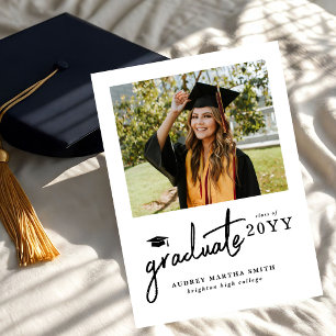 Moderne Graduierung Schriftart Graduiertenfoto 4 Einladung