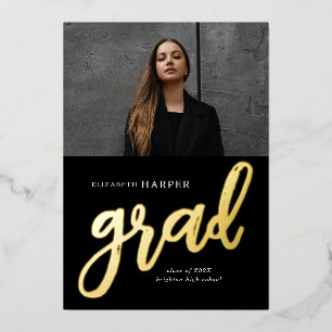 Moderne Graduierungs-Schrift-Pinsel-Foto-Abschluss Folieneinladung