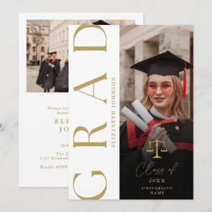 Moderne Graduierungspartei der Goldenen Foto Einladung