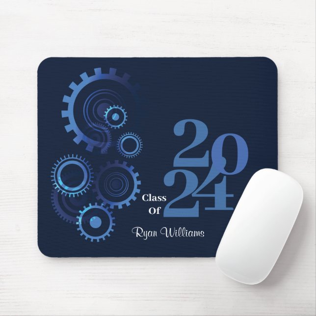 Moderne Graduierungspartei für Blaue Mechanik Mousepad (Mit Mouse)
