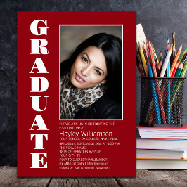 Moderne Graduierungspartei für einfaches Rotes Fot Einladung