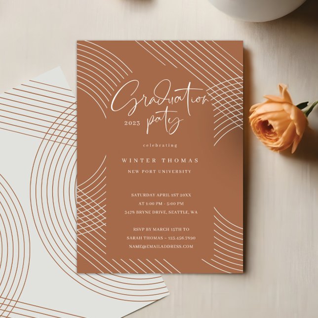 Moderne Graduierungspartei für konzentrische Bogen Einladung (Modern Script Concentric Arches Graduation Party Invitation)