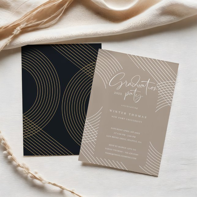 Moderne Graduierungspartei für konzentrische Bogen Einladung (Modern Script Concentric Arches Graduation Party Invitation)