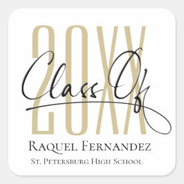 Moderne Graduierungspartei für SkriptCollage Quadratischer Aufkleber