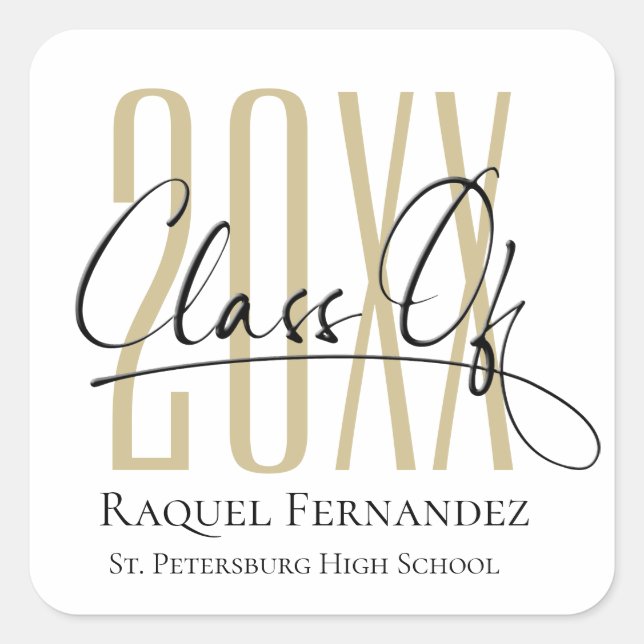 Moderne Graduierungspartei für SkriptCollage Quadratischer Aufkleber (Vorderseite)