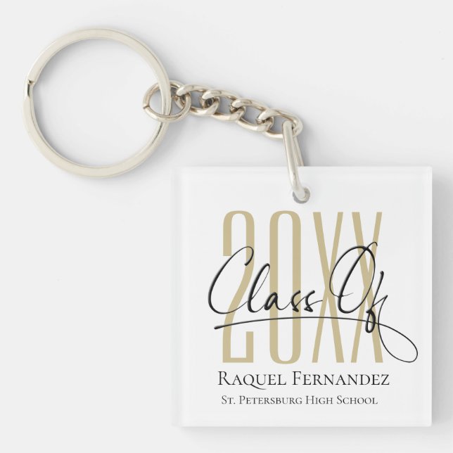 Moderne Graduierungspartei für SkriptCollage Schlüsselanhänger (Vorderseite)