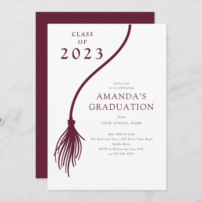 Moderne Graduierungspartei Grad Tassel Einladung (Vorne/Hinten)