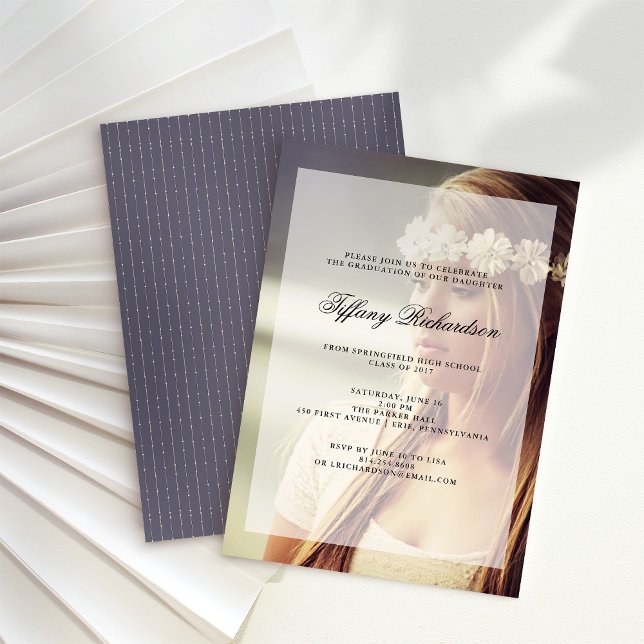 Moderne Graduierungspartei | Overlay mit Foto Einladung (Von Creator hochgeladen)