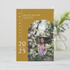 Moderne Graduierungsparty für einfaches Gold-Arch- Einladung