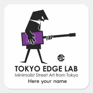 Moderne Grafik eines urbanen Bassspielers - Tokyo Quadratischer Aufkleber