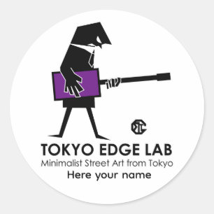 Moderne Grafik eines urbanen Bassspielers - Tokyo Runder Aufkleber
