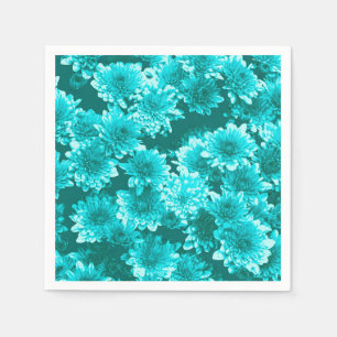 Moderne grafische Dahlia Muster, Aquamarin und Aqu Serviette