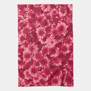 Moderne grafische Dahlia-Muster, Burgund und Rosa Handtuch