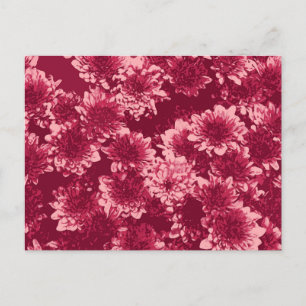 Moderne grafische Dahlia-Muster, Burgund und Rosa Postkarte