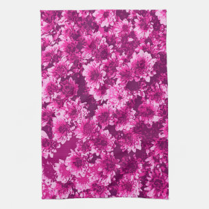 Moderne grafische Dahlienmuster, Amethyst Purpur Geschirrtuch