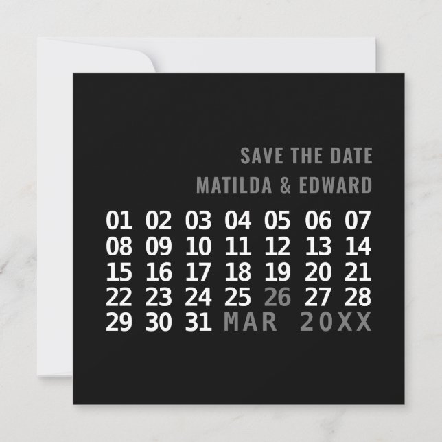 Moderne grafische Kalender Hochzeit speichern das  Save The Date (Vorderseite)