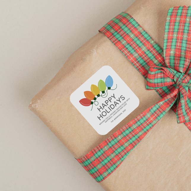 Moderne grafische Lichter Weihnachten Quadratischer Aufkleber (Von Creator hochgeladen)