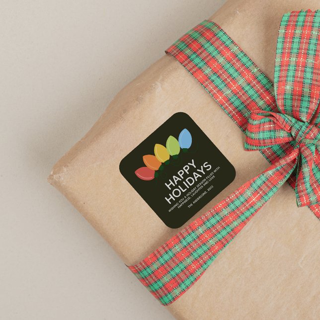 Moderne grafische Lichter Weihnachten Quadratischer Aufkleber (Von Creator hochgeladen)