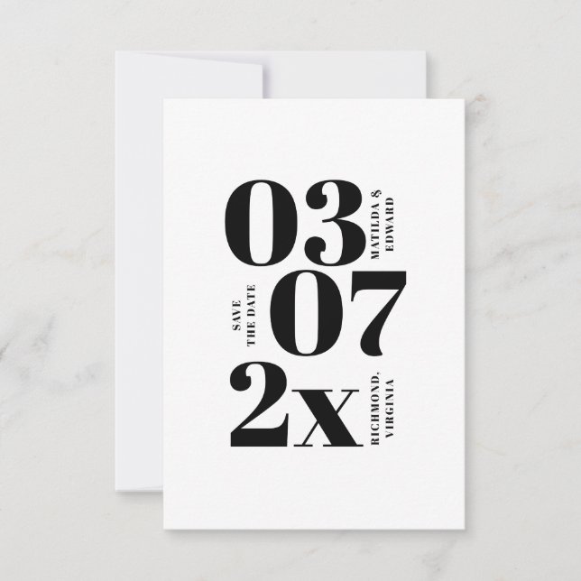 Moderne, grafische minimale Hochzeit speichern das (Vorderseite)