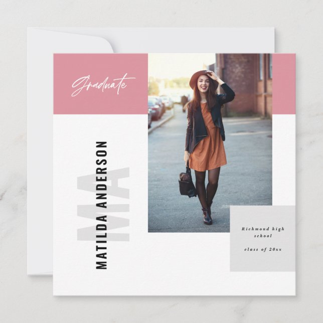 Moderne Grafische MultiFoto-Graduierungsparty lädt Ankündigung (Vorderseite)