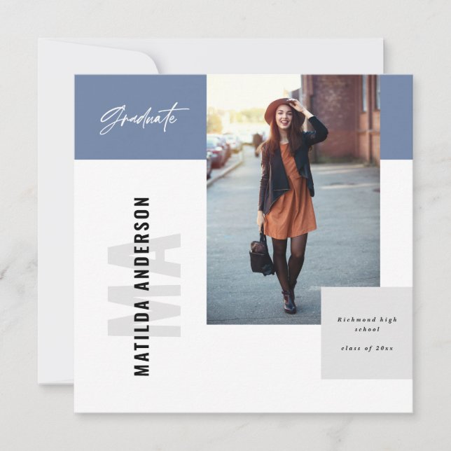 Moderne Grafische MultiFoto-Graduierungsparty lädt Ankündigung (Vorderseite)