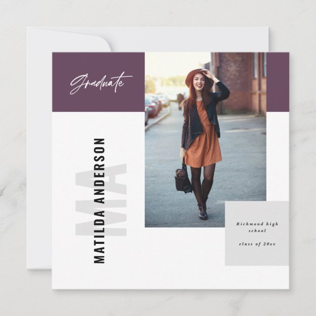 Moderne Grafische MultiFoto-Graduierungsparty lädt Ankündigung (Vorderseite)