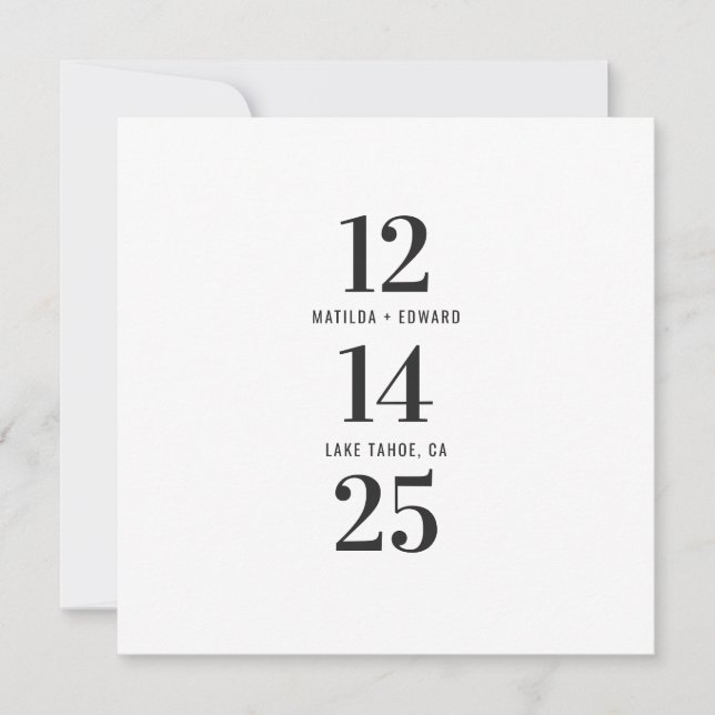 Moderne, grafische Typografie Hochzeit Save The Date (Vorderseite)