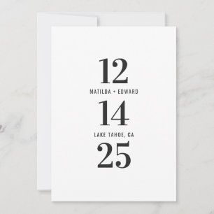Moderne, grafische, typografische monochrome Hochz Save The Date
