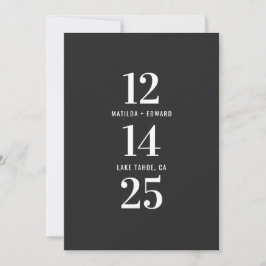 Moderne, grafische, typografische monochrome Hochz Save The Date