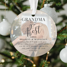 Moderne "GRANDMA" 2 Foto Namen & Zitat Weihnachten Ornament