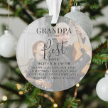 Moderne "GRANDPA" 2 Foto Namen & Zitat Weihnachten Ornament<br><div class="desc">Lass Opa weiß,  wie viel er Ihnen mit diesem wunderschön gestalteten 2-Foto Weihnachtsschmuck meint. Mit 2 Ihrer Lieblingsfotos,  einem weißen Overlay,  dem Text "Opa you are the Best",  Namen/s und einem süßen Zitat. Der gesamte Text kann mithilfe der bereitgestellten Vorlage leicht angepasst werden.</div>