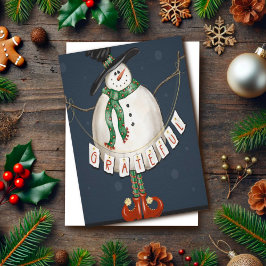 Moderne Grateful Niedlich Snowman Weihnachts-Inspi Karte