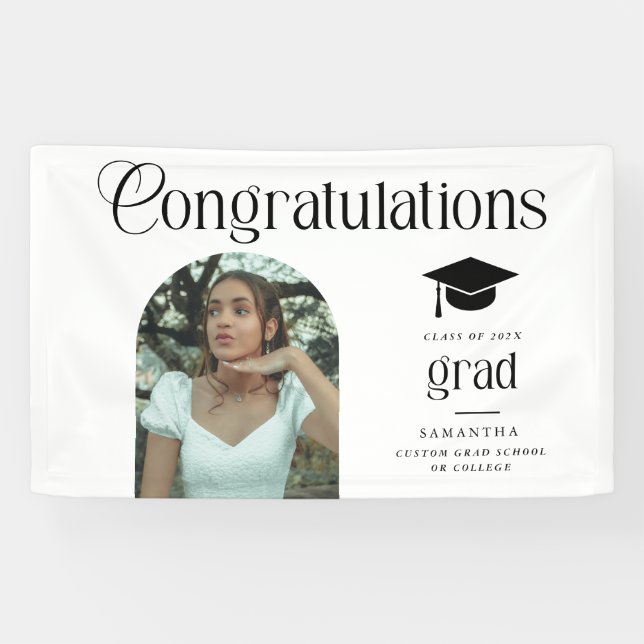 Moderne Gratulation Abschluss Foto Abschluss Bogen Banner (Horizontal)