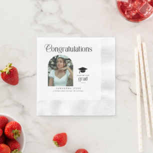 Moderne Gratulation Abschlussfoto Abschluss Bogen Serviette
