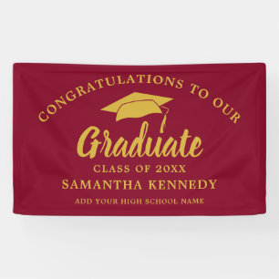 Moderne Gratulation Absolvent Bordeaux & Gold Banner
