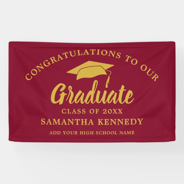 Moderne Gratulation Absolvent Bordeaux & Gold   Banner (Horizontal)