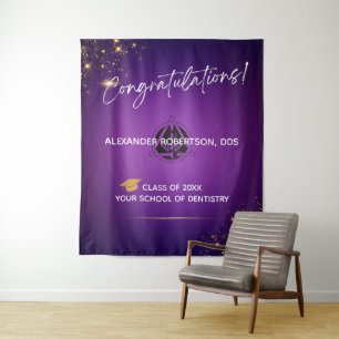 Moderne Gratulation Zahnarzt Abschluss Lila Wandteppich