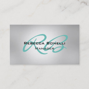 Moderne Grau Blue Monogram Manager Business Card Visitenkarte