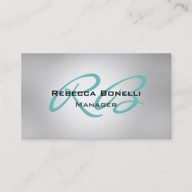 Moderne Grau Blue Monogram Manager Business Card Visitenkarte (Vorderseite)