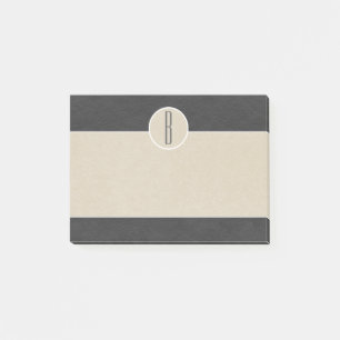 Moderne Grau & Braun Kraft Rustikale Monogramm-Ini Post-it Klebezettel