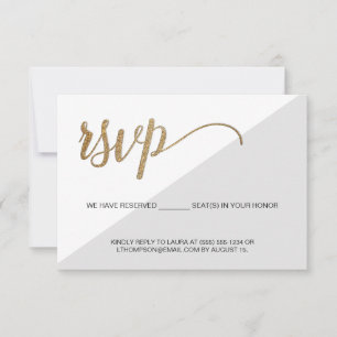 Moderne Grau Gold RSVP keine Zusendung Reservierte Karte