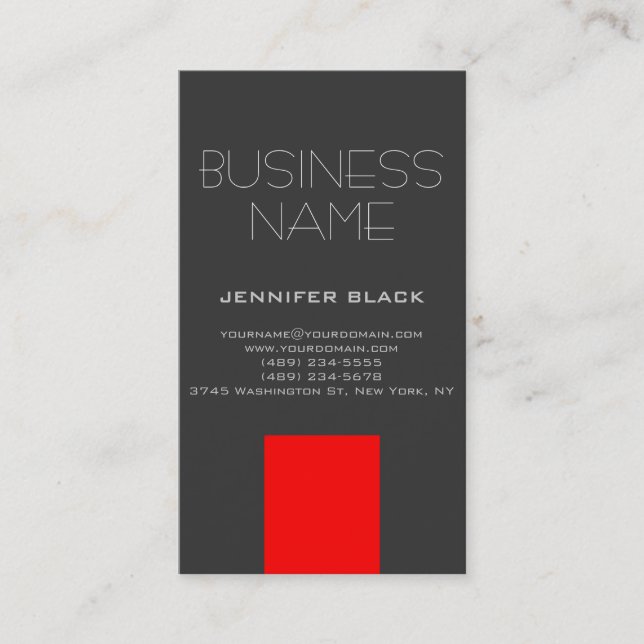 Moderne Grau Red Consultant Business Card Visitenkarte (Vorderseite)