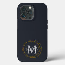 Moderne Grau/Schwarz/Gold Monogramm