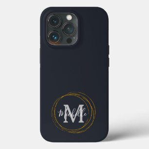 Moderne Grau/Schwarz/Gold Monogramm Case-Mate iPhone Hülle
