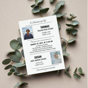 Moderne Grau-Schwarz-Leben-Feier Doppel-Gedenkfeie Einladung