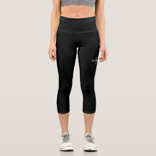 Moderne Grau-Schwarz-Monogram-Leggings Capri Leggings