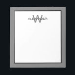 Moderne Grau-Schwarz-Monogramm Notizblock<br><div class="desc">Dieses moderne Monogramm-Notizblock verfügt über einen Rahmen aus Grau und Schwarz mit einem passenden schwarz-grauen Monogramm,  das Sie mit Ihrer Wahl des Namens und des Initials personalisieren können.</div>