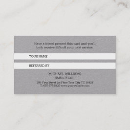 Moderne Grau-Schwarz-Monogramm-Referenzkarte Empfehlungskarte