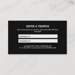 Moderne Grau-Schwarz-Monogramm-Referenzkarte Empfehlungskarte